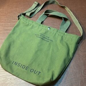 INSIDE OUT Green Canvas Tote Bag